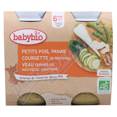 BABYBIO hrášek-pastinák-cuketa-tel.maso 6m+ 2x200g