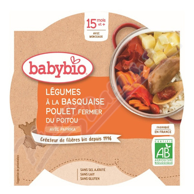 BABYBIO zelenina-farmář.kuře-rýže 15m+ 260g