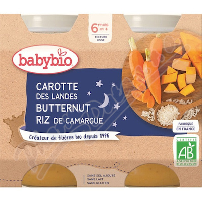 BABYBIO večer.menu mrkev-dýně-rýže 6m+ 2x200g