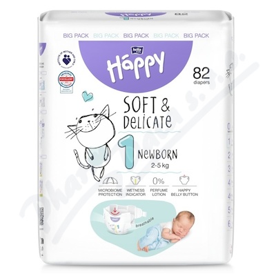 Happy Soft&Delicate 1 dětské pleny 2-5kg 82ks