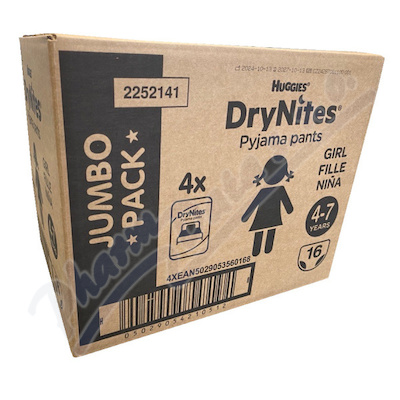 DryNites natah.kalhot.dívky 4-7let/17-30kg/4x16ks