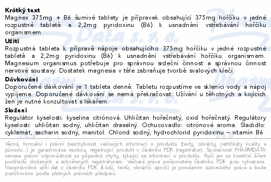 Magnex 375mg+B6 šumivé tbl.20 Vitabalans