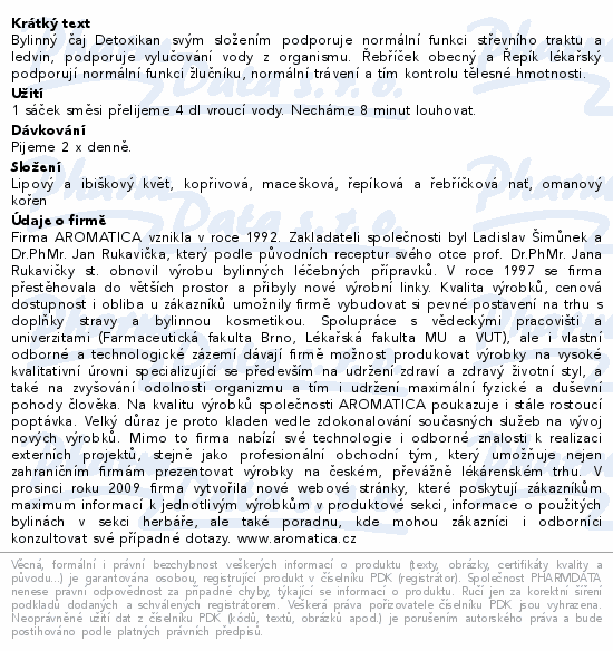 AROMATICA Bylinný čaj Detoxikan 20x2g