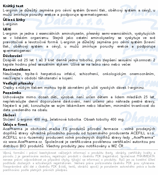 AcePharma L-arginin cps.100x400mg