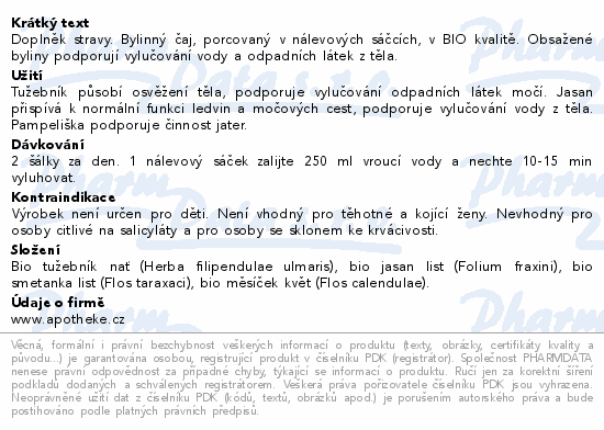 Apotheke BIO Na odkyselení s měsíčkem čaj 20x1.5g