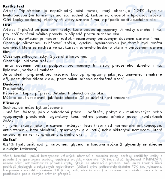 Artelac TripleAction oční kapky 10ml Bausch+Lomb