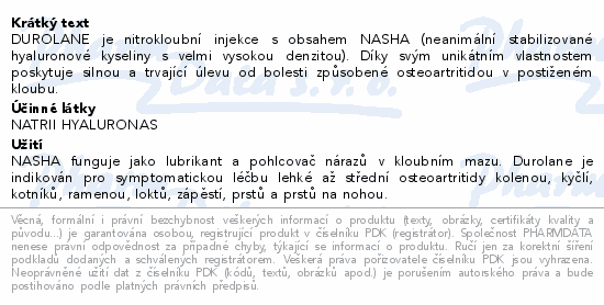 Roztok elastoviskózní DUROLANE inj.1x3ml