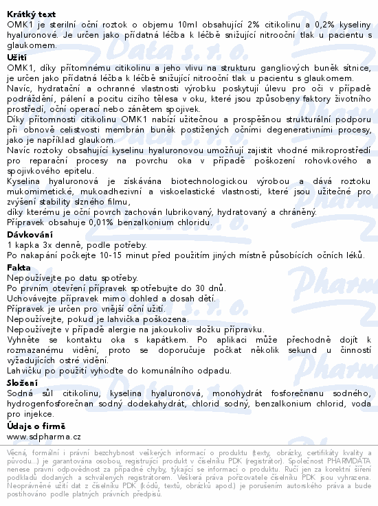 OMK1 Sterilní oční roztok lahvička 10ml