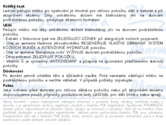 Ladival dětská pokožka mléko po opalování 200ml