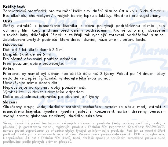 LIVSANE Islandský lišejník pro mírnění kašle 200ml