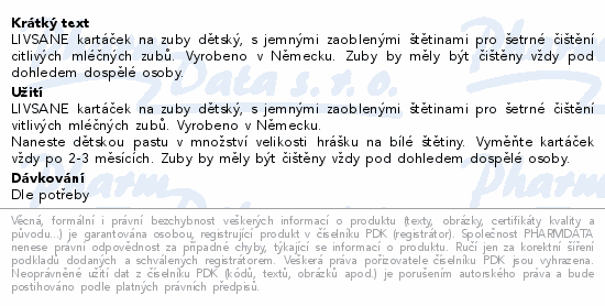 LIVSANE Kids zubní kartáček 1ks