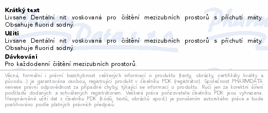 LIVSANE Dentální nit voskovaná 30m