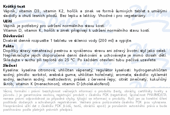 LIVSANE Vápník+vit. D3+vit. K2 šum. tablety 20ks