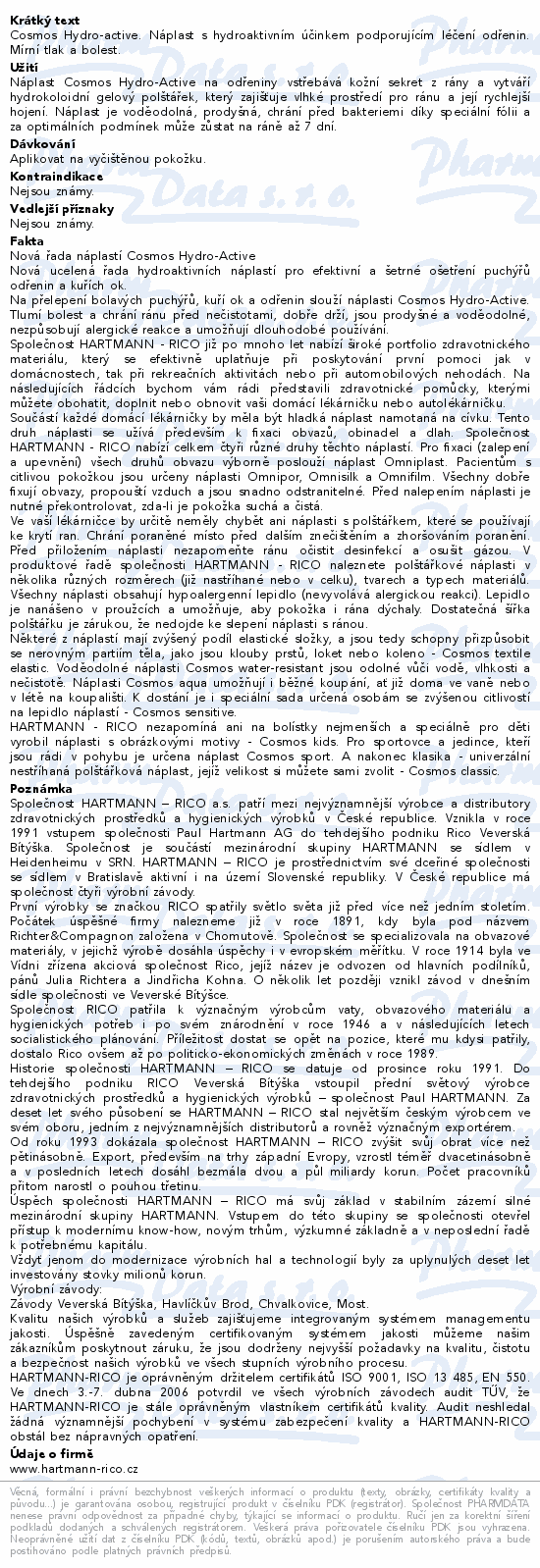 Cosmos náplast Na odřeniny 85x100mm Hydro-Act 4ks