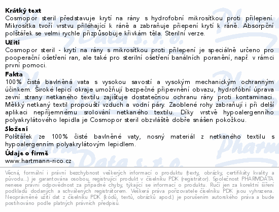 Hartmann Cosmopor náplast steriní 10x8cm 25ks