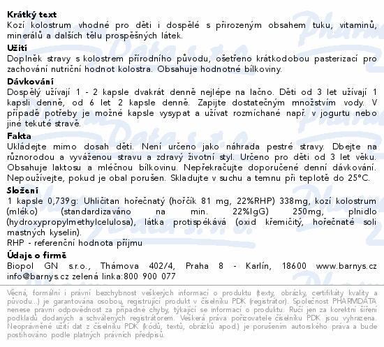 Barnys Kozí kolostrum cps.60