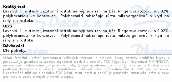 Lavanid 1 Ring.roztok s 0.02% polyhex.1x1000ml