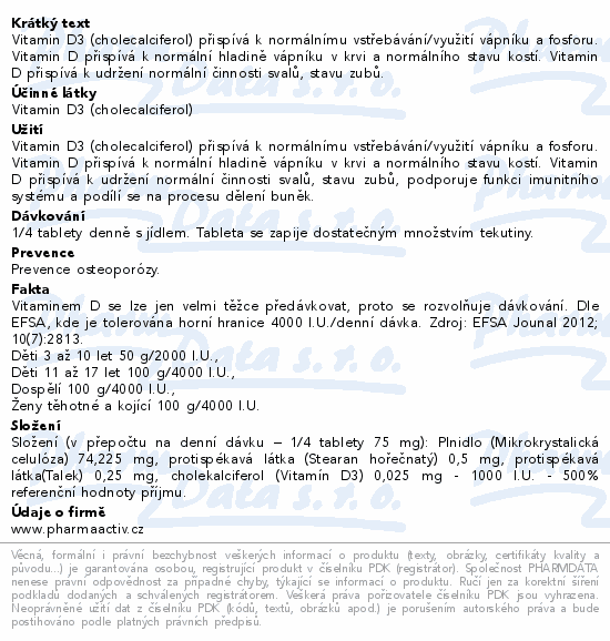 Vitamin D3 MAX 4000 I.U. tbl.100