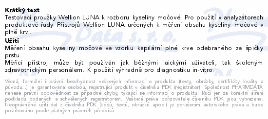 Wellion LUNA testovací proužky kyseli.močová 10ks