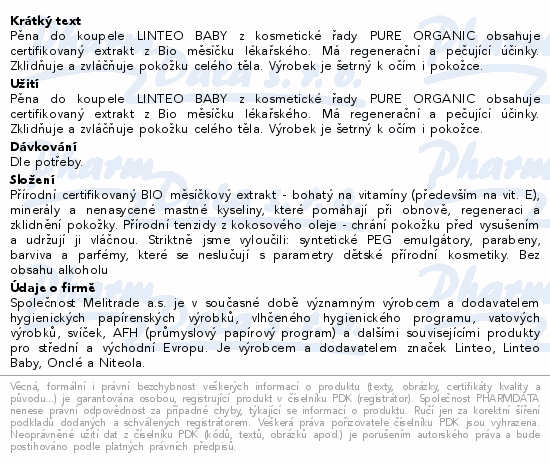 Linteo Baby Jemná pěna do koupele 425ml