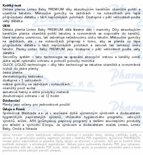 Linteo Baby Dětské plenky PREMIUM MINI 3-6kg 34ks