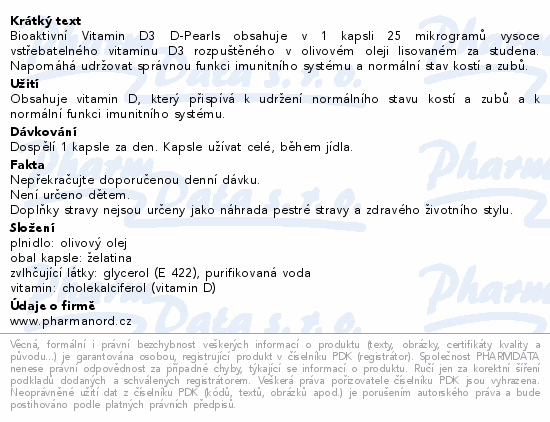 Pharma Nord Bioaktivní Vit.D D-Pearls 25mcg cps.80