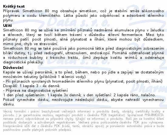 Simethicon 80mg 50 měkkých kapslí Generica