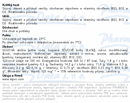 Alpro Sójový dezert s vanilkovou příchutí 125g