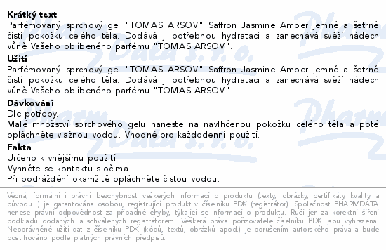 Tomas Arsov Saffron Jasmine Amber sprch.gel 200ml