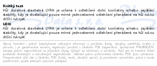 Hůl duralová stavitelná měkčená Lyra Handicap