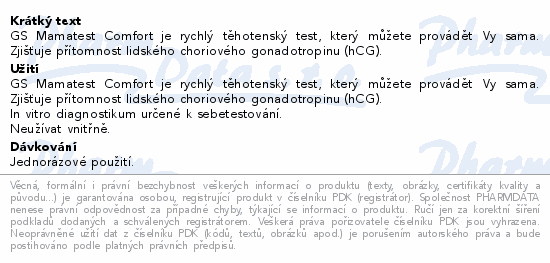 GS Mamatest Comfort těhotenský test