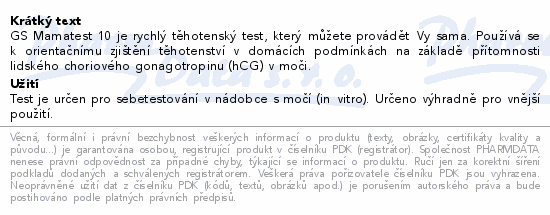 GS Mamatest těhotenský test 2ks
