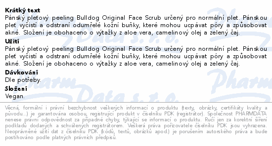 BULLDOG Original Face Scrub Pleťový peeling 125ml