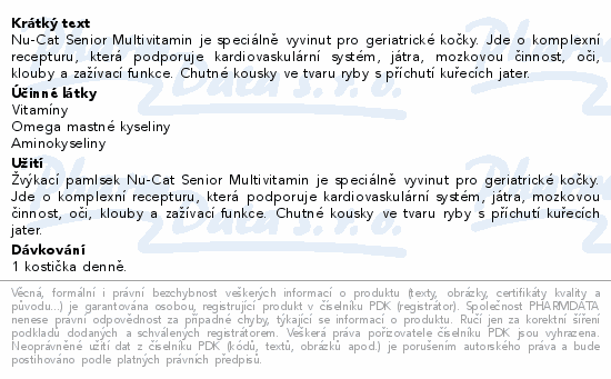 VetriScience Nu Cat Senior Multivitamin 30ks