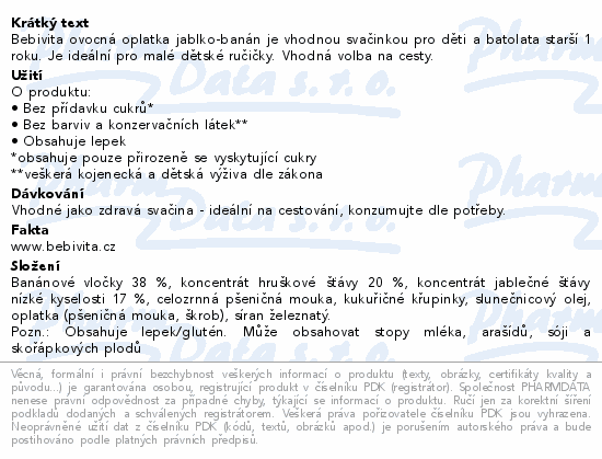 Bebivita oplatka Jablko-Hruška 1r 25g