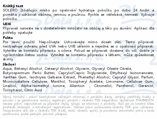 SOLERO Zklidňující mléko po opalování 200ml