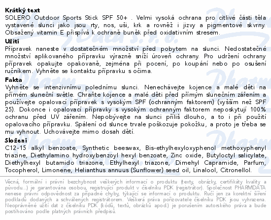 SOLERO Outdoor Sports Stick SPF50+ 12ml