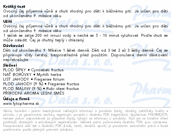 Dětský ovocn.čaj lesní směs 9m+ 20x1.5g Fytopharma