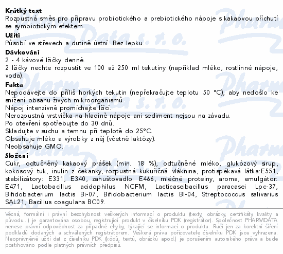 BENU Probio nápoj kakaová příchuť 200g