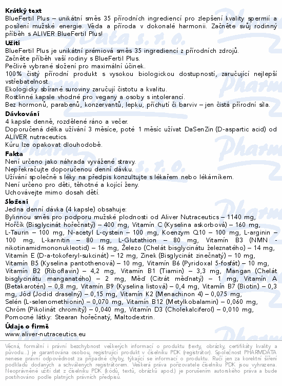 ALIVER BlueFertil+ mužská plodnost cps.120
