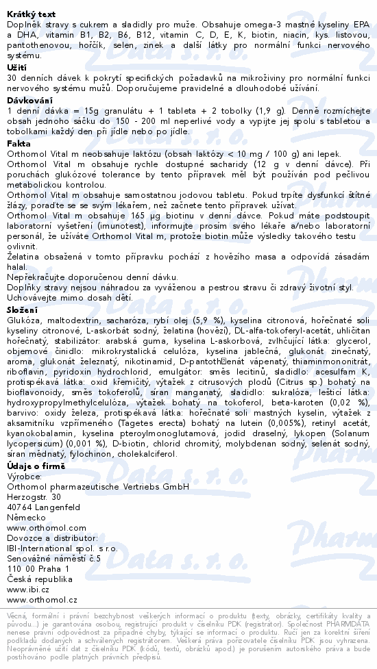 Orthomol Vital m 30 denních dávek