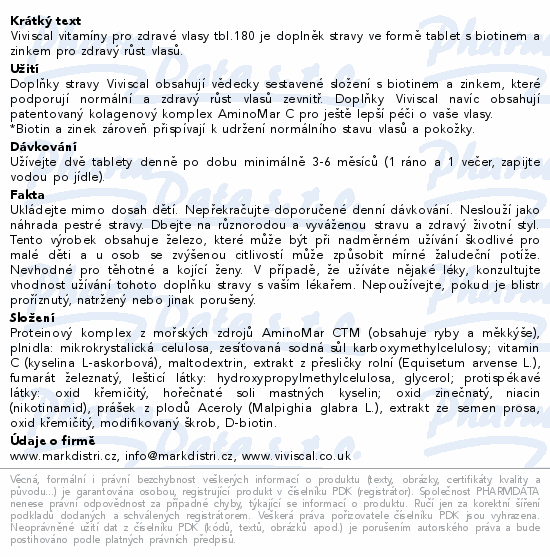 Viviscal vitamíny pro zdravé vlasy tbl.180