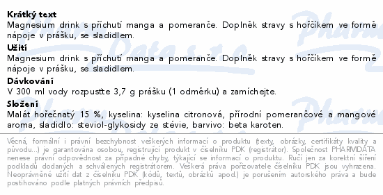 LIVLIFE Magnesium Malate mango a pomeranč 111g