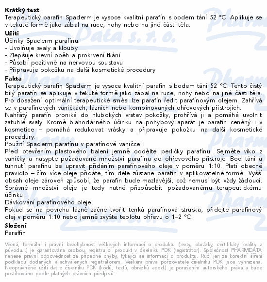 Spaderm kosmetický parafín na zábaly 1kg