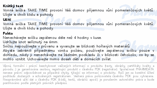 TAKE TIME Vonná svíčka Orange Blossom&Shea 200g