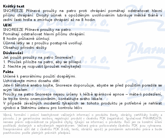 SNOREEZE Proužky přil.na patro proti chrápání 14ks