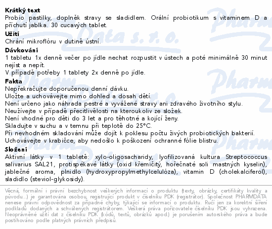 Probio pastilky s přích.jablka 30 cucavých tablet