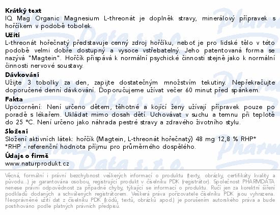 IQ Mag Organic Magnesium L-threonate tob.90