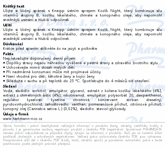 Kneipp Kozlík Night sprej na dobrou noc 30ml
