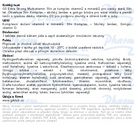 GS Extra Strong Multivitamin 50+ tbl.90+30